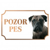 Bulmastif - Kovová tabuľka POZOR PES