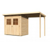 drevený domček KARIBU GLUCKSBURG 2 + prístavok 190 cm (83229) natur LG3489