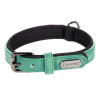 Flamingo Collar Delu Green - zelený obojok pre psa, podšitý, vyrobený z ekokože a neoprénu - S