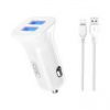 nabíjačka do auta XO TZ10 2USB/2A/12W biela + USB-C kábel (GSM167467)