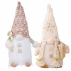 Ecarla Svetelné vianočné škriatky LED – sada 2 dekoračných postavičiek v krémovo-zlatej farbe 30 cm
