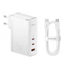 Baseus GaN5 Pro nabíjačka (CCGP100202) – 2× USB-C, USB, 140 W, USB-C kábel 240 W (1 m), biela