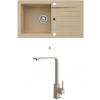 Alveus NIRO 130 SET kuchynský granit. drez so sifón. 75x42 + batéria AFRA - Beige NIRO13055+AFRA55