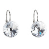 Strieborné náušnice visiace s kryštálmi Swarovski biele okrúhle 31106.1