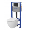 Cersanit Moduo, System50 MECH podomietkový rám + závesná wc misa Moduo Plus CleanOn + čierne tlačidlo MOVI II, S701-766