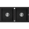Mexen 2-miskový granitový drez, čierny + automatický sifón, chróm VYPR
