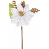 Vetvička MagicHome Vianoce, s kvetom poinsettia, biela,16 cm
