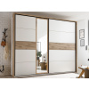 Šatníková skriňa so zrkadlom Daria, 270 cm, dub/biela