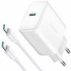 JOYROOM JR-TCF24 rýchlonabíjacia súprava adaptéra s portom USB-C a kábla USB-C na USB-C - 30W - 1 m - biela - možnosť vrátiť tovar ZADARMO do 30tich dní