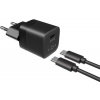 Fixed Mini nabíjačka USB-C PD 30W čierna + kábel USB-C/USB-C 1 m (FIXC30M-CC-BK) Nabíjačka