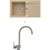 Alveus NIRO 130 SET kuchynský granit. drez so sifón. 75x42 + batéria ARC 110 - Beige/Chróm NIRO13055+ARC11055