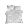 Teplé obliečky na posteľ s jemným vlasom - Flano šedé ornamenty na bielom podklade, prikrývka 220 x 200 cm + 2 vankúša 70 x 80 cm, ZA-460176