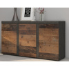 Komoda 3-dverová Rumba, vintage optika kovu/dreva