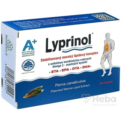 LYPRINOL Omega 3 (ETA, EPA, OTA, DHA) cps (a 50 mg Perna Canaliculus účinnej zložky v 1 cps) stabilizovaný morský lipidový extrakt 1x60 ks