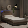 Rám postele s LED osvětlením cappuccino 100 x 200 cm umělá kůže Hnědá 3214005