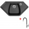 Granitový drez Sinks NAIKY 980 Metalblack + drezová batéria FLEXIA