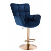 LuxuryForm DESIGN Barové kreslo AURORA VELUR na zlatom tanieri - modré