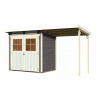 drevený domček KARIBU GLUCKSBURG 2 + prístavok 190 cm (83230) terragrau LG3490