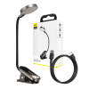 Stolná lampa na čítanie Baseus Comfort, s klipom (sivá)