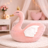 SLEEPWELL Plyšák - Plyšová hračka / 50cm vankúš Labuť ružová so zlatou korunkou Mikroplyš UNI