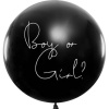 Čierny balón dievča alebo chlapec, ružové konfety 1m - PartyDeco - PartyDeco