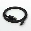USB kábel (2.0), USB A M reversible - microUSB M reversible, 0.3m, plochý, čierny, obojstranný