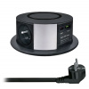 Výsuvná okrúhla wifi 3-zásuvka do pracovnej dosky 3x230 + 1xUSB-A + 1xUSB-C 2m čierna PP120CW-PD-20-B SOLIGHT