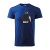 Sablio Tričko s potlačou Black cat WHAT? - modré 5XL