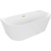 Mexen Oval, voľne stojaca nástenná vaňa 160 x 80 cm, biela, zlatý matný prepad, 52671608000-55
