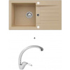 Alveus NIRO 130 SET kuchynský granit. drez so sifón. 75x42 Beige + batéria DAJANA - Chróm NIRO13055+DAJANA