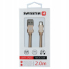 Kábel Swissten USB - microUSB typ B 2 m zlatý