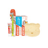 Elmex detský balíček 2 ks zubná pasta 50 ml zubná kefka 3-6 rokov + zubná pasta 12 ml + drevený tanierik