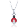 MINET Detský strieborný náhrdelník červená beruška vykladaná kryštálmi JMAD0062SN38