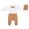 Baby Nellys 3-dielna sada Hubert, body s motýlikom, tepláčiky a čiapočka - hnědá, veľ. 92, 92 (18-24m)
