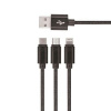 Vega SETTY nylonový USB kábel 3v1 microUSB, Lightning, Type-C 1m (GSM043225) čierna