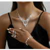 Naishide Jewelry 3-dielna slávnostná súprava zdobená kryštálmi a perlami - postriebrená