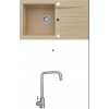 Alveus NIRO 130 SET kuchynský granit. drez so sifón. 75x42 Beige + batéria DITA - Chróm NIRO13055+DITA
