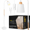 Stojacia lampa LEDTechnics biela hnedá E27 20 W 170 cm nastaviteľná