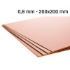 Medený plech hrúbka 0,8 mm rozmer 200x200 mm medená Cu forma