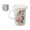 Hrnček porcelán so sitkom a viečkom 340ml RUŽA