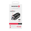 Nabíjačka do auta / adaptér SWISSTEN - 2x USB-C - 45W - kov - mini dizajn - čierna