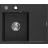 Mexen Ben, 1-komorový granitový drez 600x500x190 mm, ľavý+ chrómový sifón, čierna-strieborná metalíza, 6522605000-73