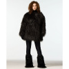 Dámsky kožuch Goldbergh Elia Black + Nohavice GOLDBERGH Lina so strapcami