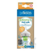 Dr.BROWN´S DOJČENSKÁ FĽAŠA OPTIONS+ 150 ml Wide-neck, 0M+, anti-colic, sklenená, biela (so silikónovým cumľom level-1) 1x1 ks