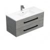 Swiss aqua technologies Koupelnová skříňka s černou úchytkou a umyvadlem SAT Cube Way 100x53x46 cm beton mat CUBE46C1002BEMOD