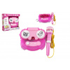 Teddies Mikrofón karaoke ružový plast na batérie so svetlom v krabici 24x21x5, 5cm