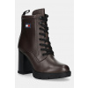 Kožené členkové topánky Tommy Jeans TJW HEEL LACE UP BOOT hnedá farba, na podpätku, EN0EN02832 EUR 40