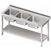 STALGAST Stôl s trojkomorovým drezom a policou 1900x600x850 mm | STALGAST, 981146190