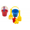 Teddies Sada na piesok 5ks plast vedro, lopatka, hrabličky, bábovka 2ks, 3 farby