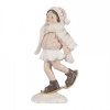 Clayre & Eef Ružová dekorácia figúrka dievčatko na lyžičkách - 4*3*10 cm - Clayre & Eef